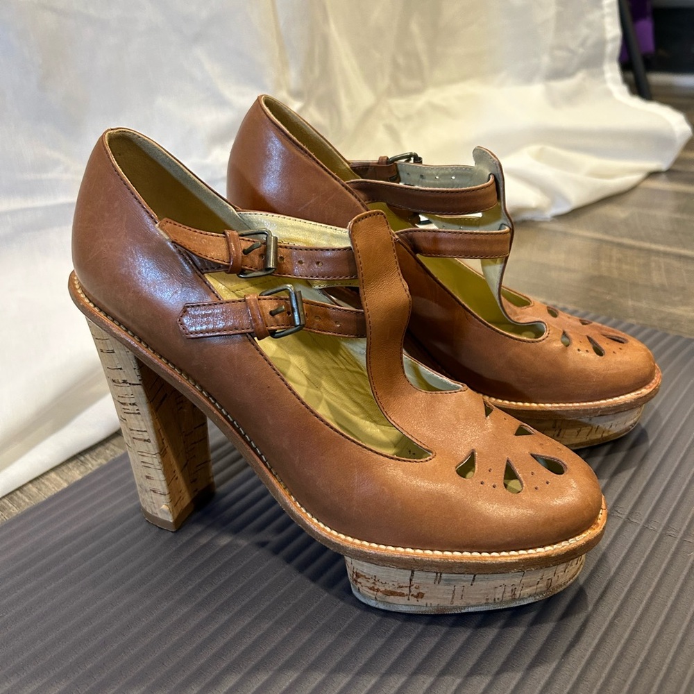 Opening Ceremony Tan Leather Platform Shoes